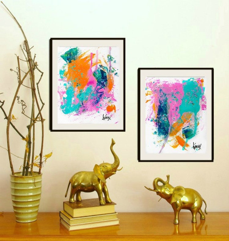RESERVED Original Colorful Abstract Painting orange by ArtbyHeroux