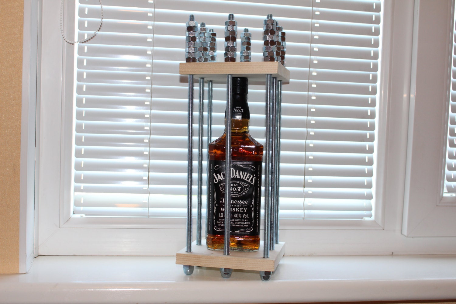 Wood funny gift. Wood bottle cage holder box. Wood gift for