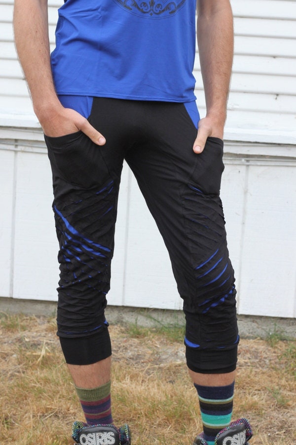 Mens meggings / Yoga pants: made from black bamboo Lycra