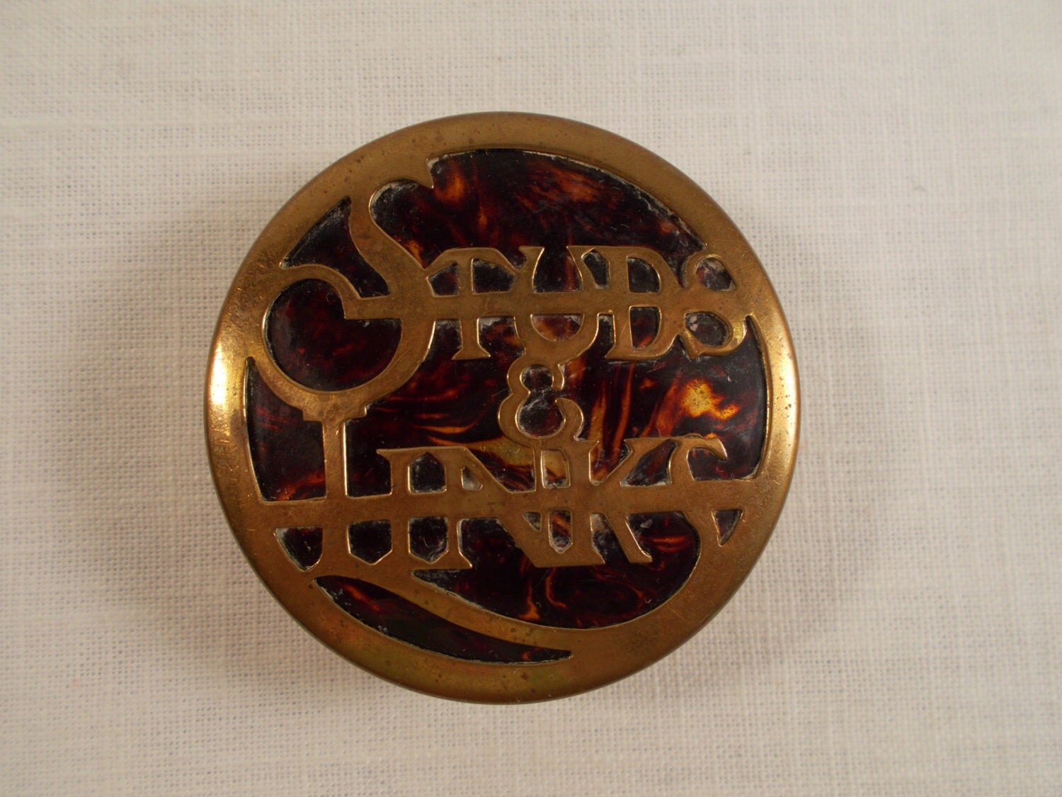 Edwardian Studs and Links Brass Box