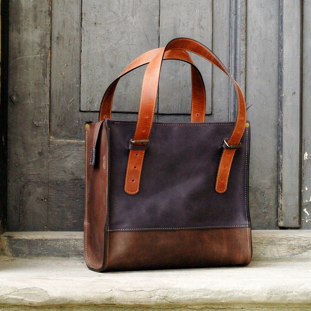 leather handbag natural leather purse Squer art design