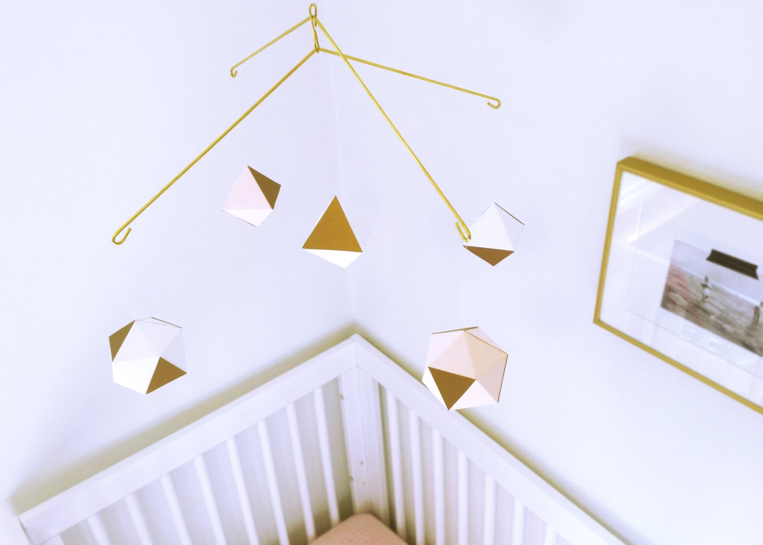 modern geometric mobile baby mobile nursery mobile white