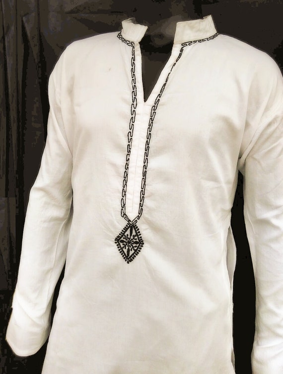 Plus size White  Dress  Man kurta pattern  Gift tunic shirt 