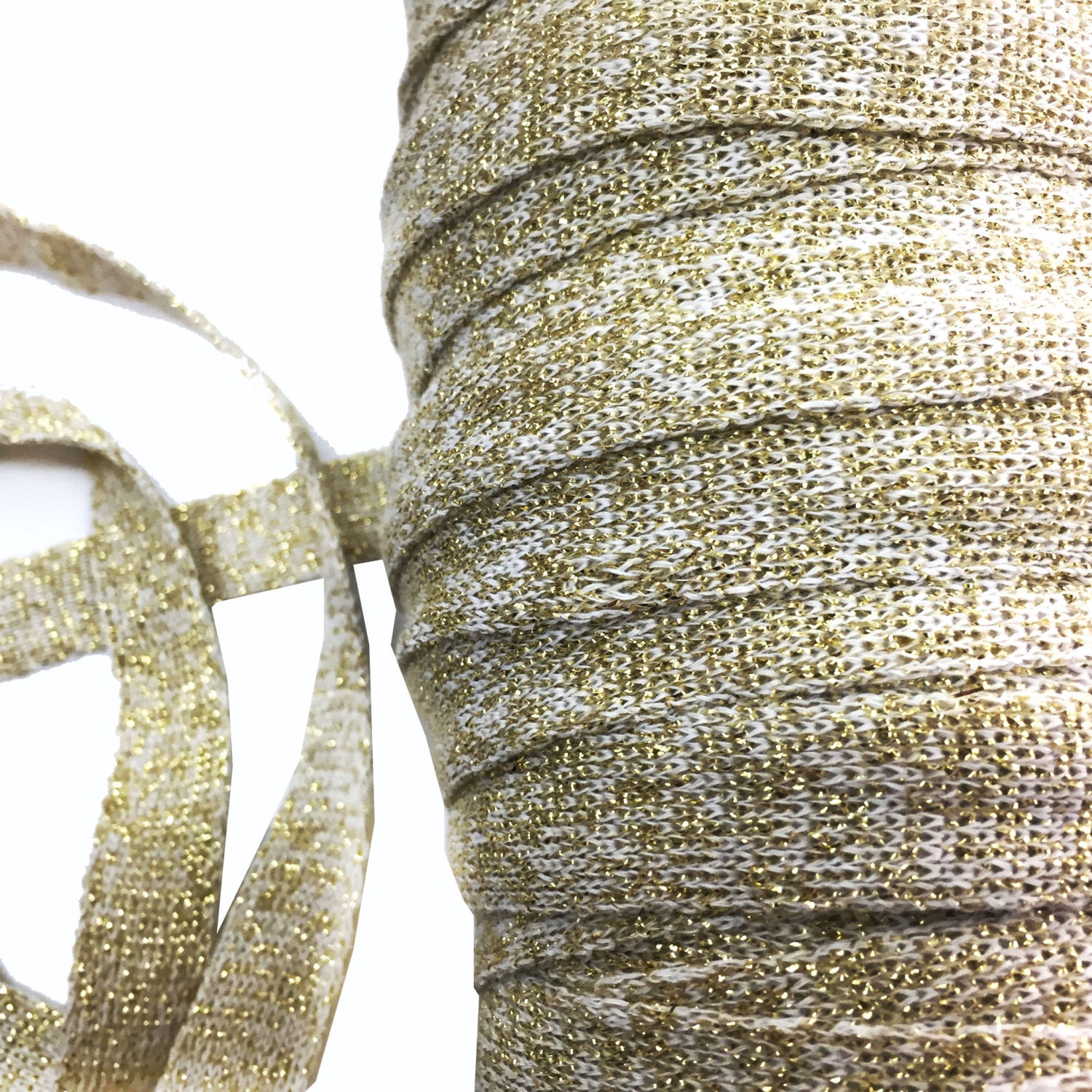 5 YARDS Knitted Gold Ribbon Trim