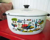 Vintage Enamel Stock Pot Dutch Oven Vintage Kitchen Mid Century Modern Vintage Stockpot 1960s Pot Soup Pot DottieDigsVintage