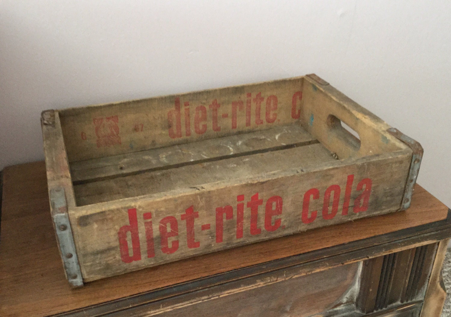 Vintage Wood Soda Crate Diet Rite Cola Crate Wood Box