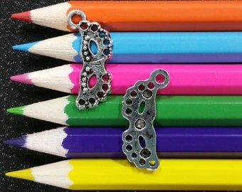 10 PCS - Mardi Gras Halloween Costume Mask Louisiana Silver Charm Pendant C0347