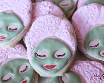 Spa Day Cookies, Spa Party, Slumber Party Cookies, Towel Wrap Girl, Girls Night Cookies, Pamper Day, Spa Birthday, Spa Cookies
