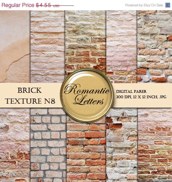 SALE 40 Brick texture digital scrapbook paper pack N8, digital