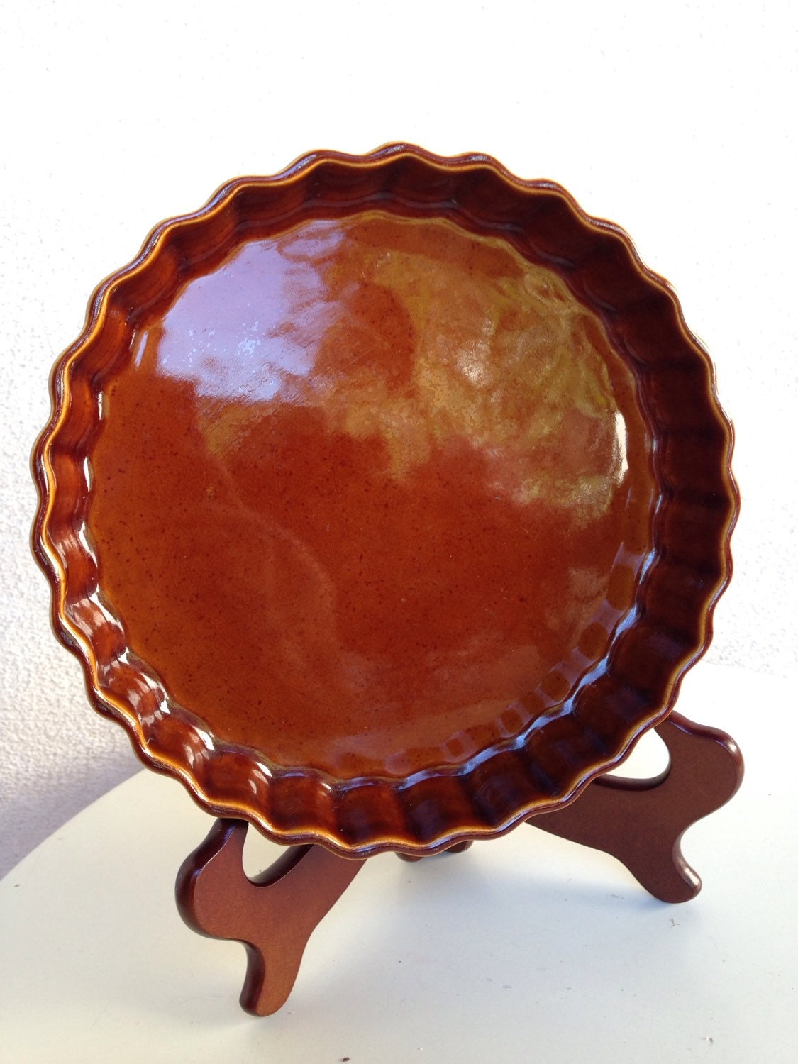 SALE Vintage brown Pfaltzgraff quiche dish ceramic 9