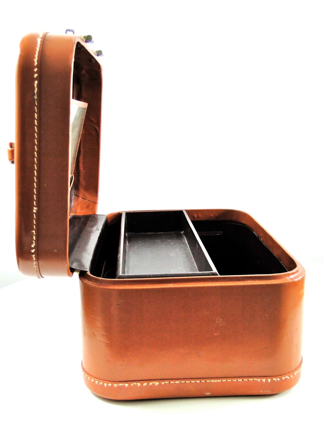 1940s Leather Luggage Train Case by Warren // Photo Prop