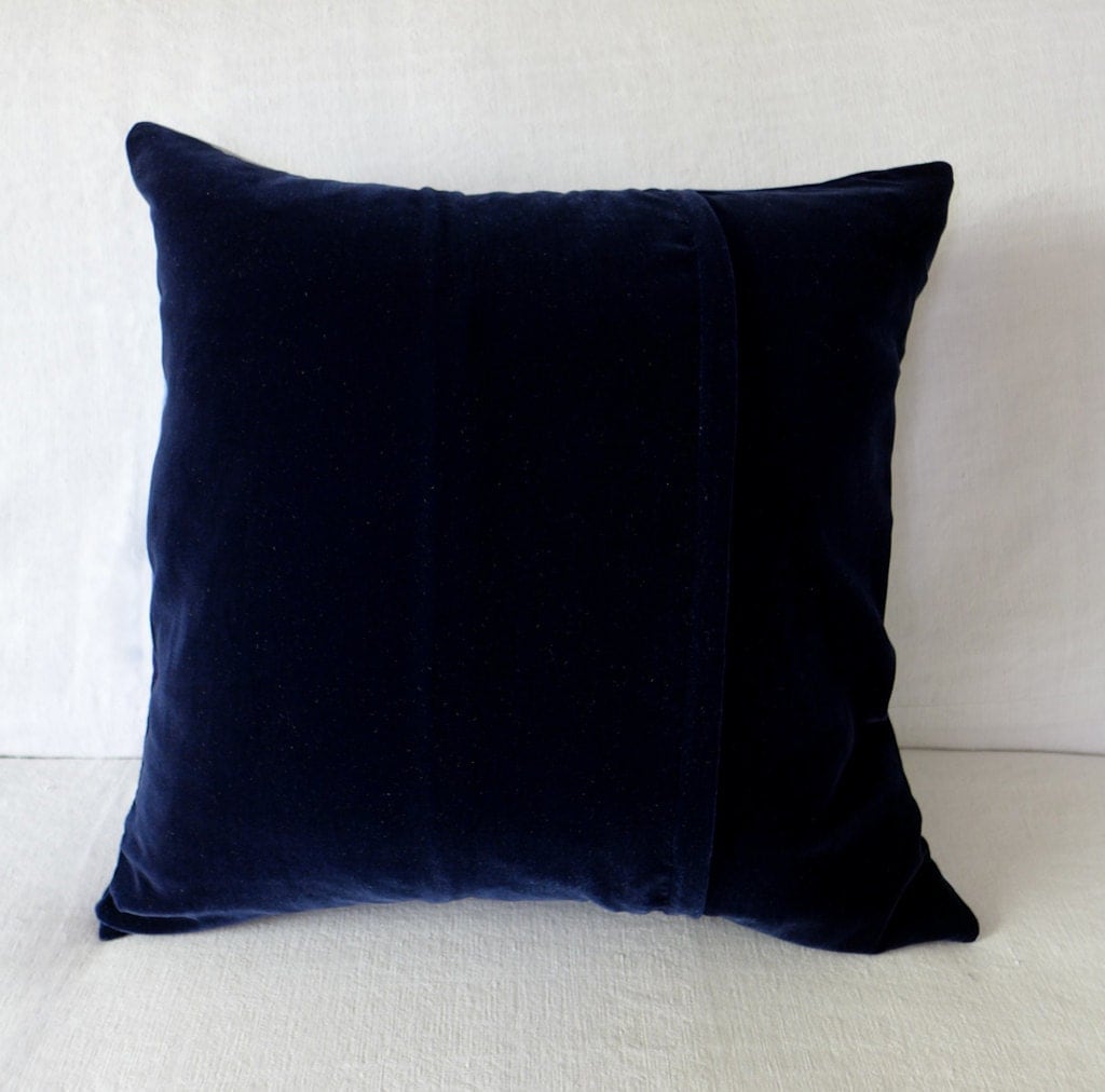 Deep blue velvet pillow cushion cover midnight blue by Colorbloom