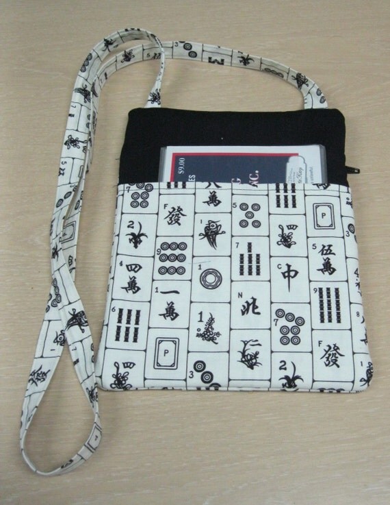 Mahjong bag/purse with zippered front closure in by MAHJONGGREMADE