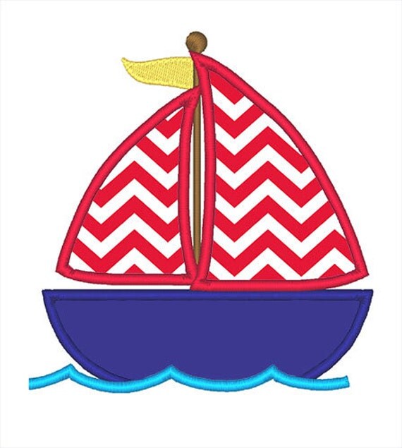 Sailboat Applique Instant Download