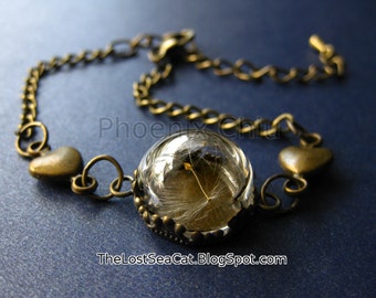 Dandelion Jewelry Dandelion wish bracelet Real dandelion seeds Make a wish Real plant jewelry Terrarium Dandelion Bracelet Wedding Jewelry