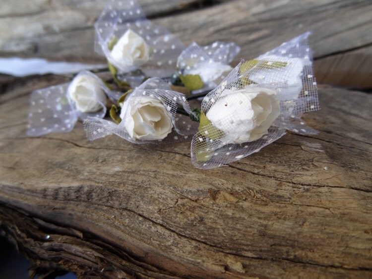 White Rose Wedding Hair Pins White Bridal Hair by sevinchjewelry