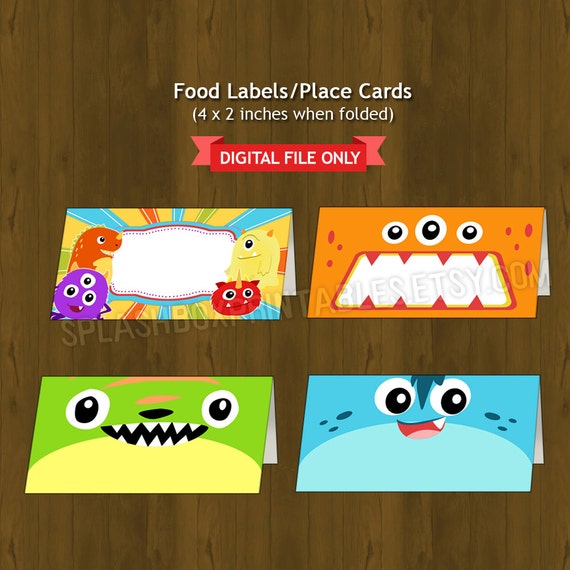 Monsters Themed Printable Food Labels by SplashboxPrintables