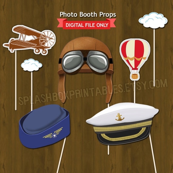 Vintage Travel Photo Booth Props Around the World Aviator Party