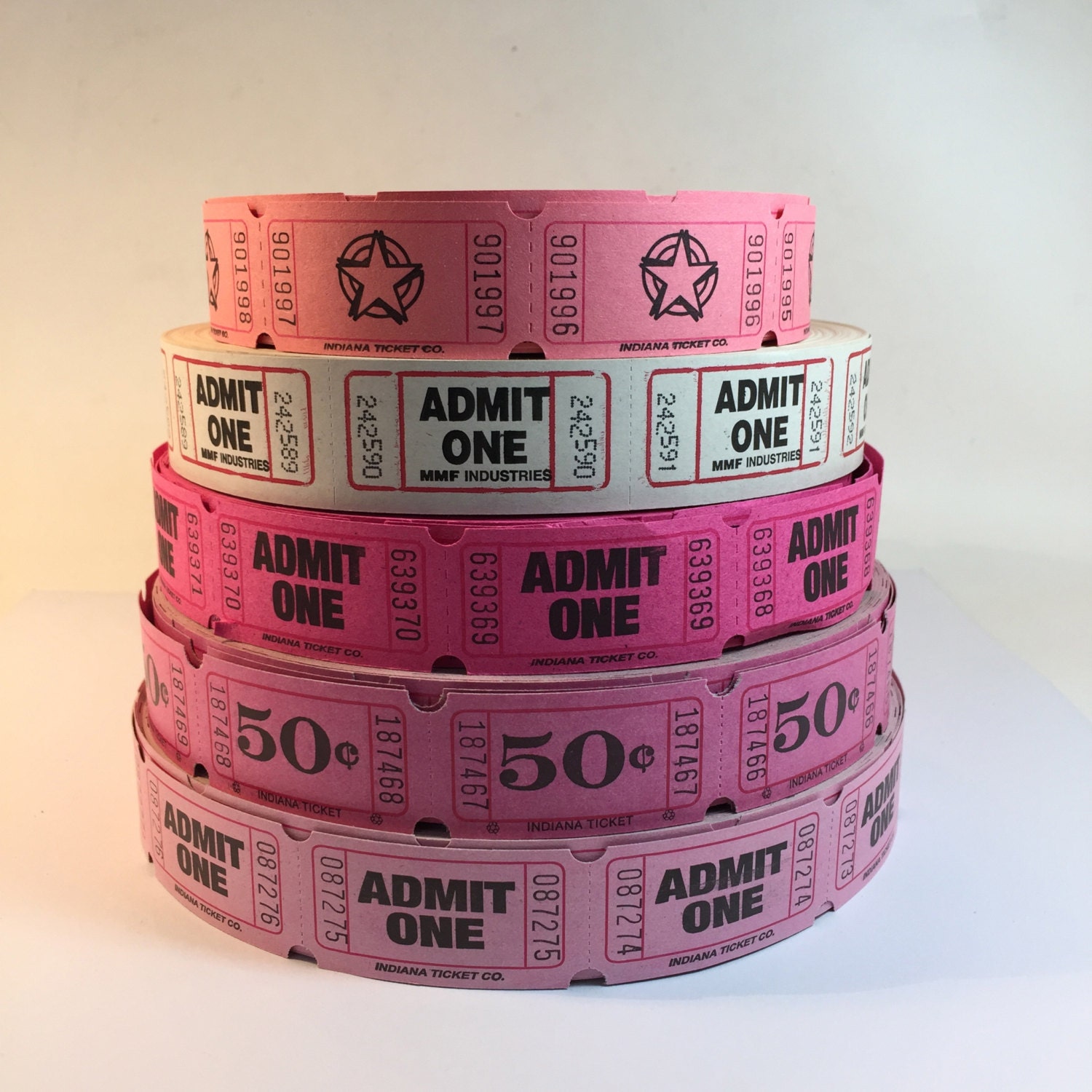 100 PINK Raffle Carnival Tickets Mixed / Carnival Raffle