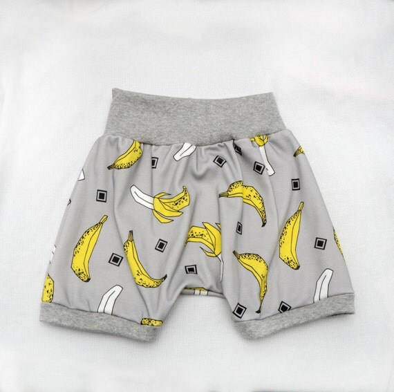 Organic cotton Trendy Banana Mini Shorts by MonstersUnderMyBedCo