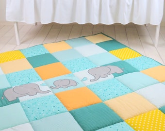 Baby Rug, Boy Girl Play Mat, Activity Mat, Baby Playmat, Padded Mat, Travel Play Mat, Personalized Playmat, Custom Baby Mat, Teal, Aqua