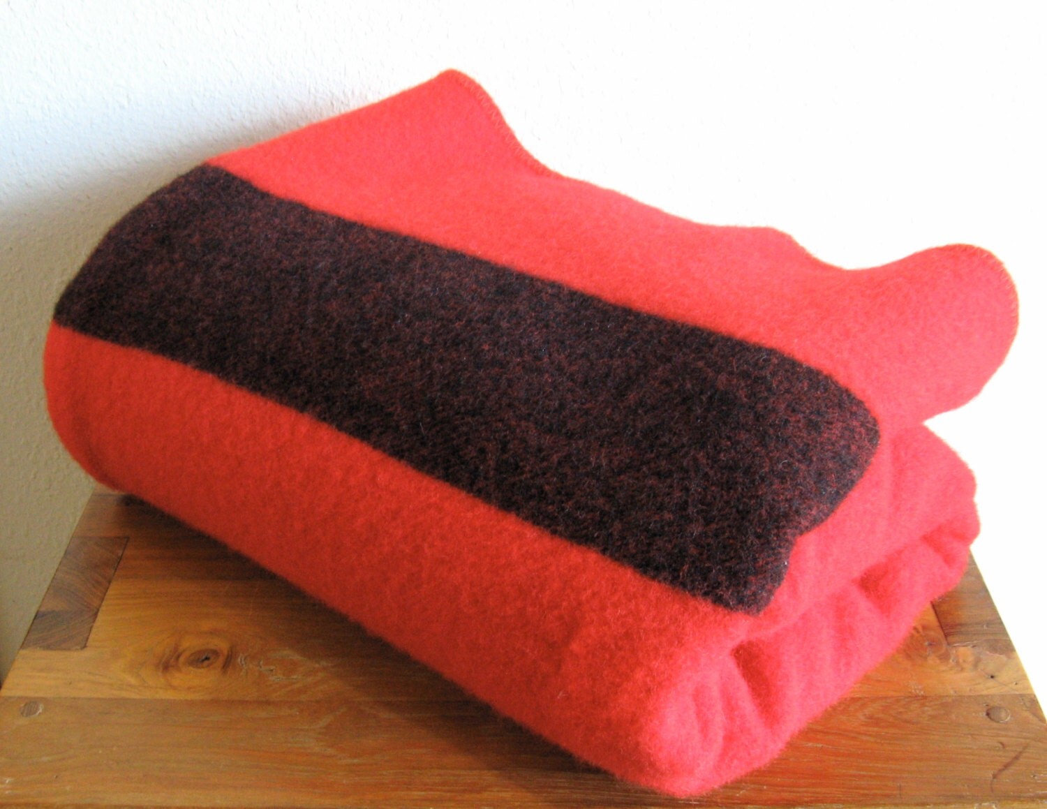 Vintage Wool BlanketRed with StripeGolden Dawn