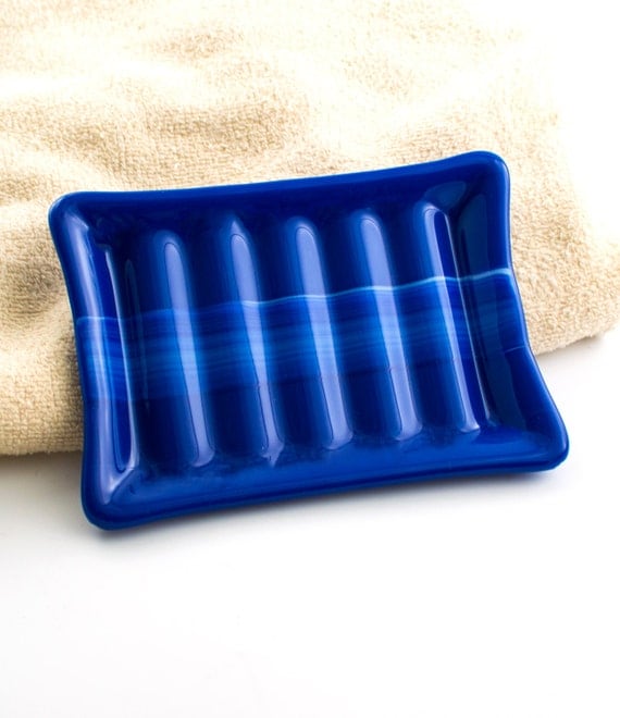 Cobalt Blue Fused Glass Soap Dish Bath Accessories Bar Soap 9631