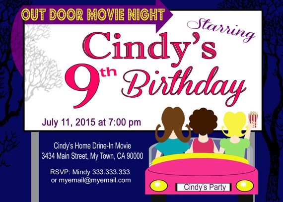 Drive In Movie Birthday Party Invitations 10