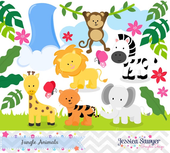 INSTANT DOWNLOAD, jungle animal clip art for personal and commercial use Il_570xn