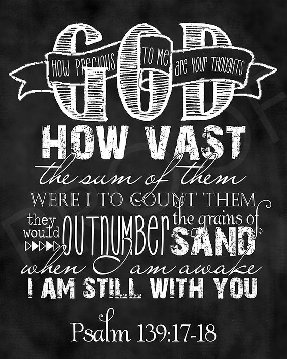 Scripture Art Psalm 139:17-18 Chalkboard Style