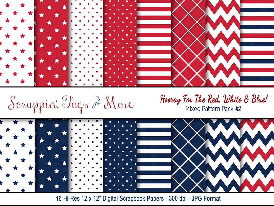 Printable Patriotic Scrapbook Paper by ScrappinTagsAndMore