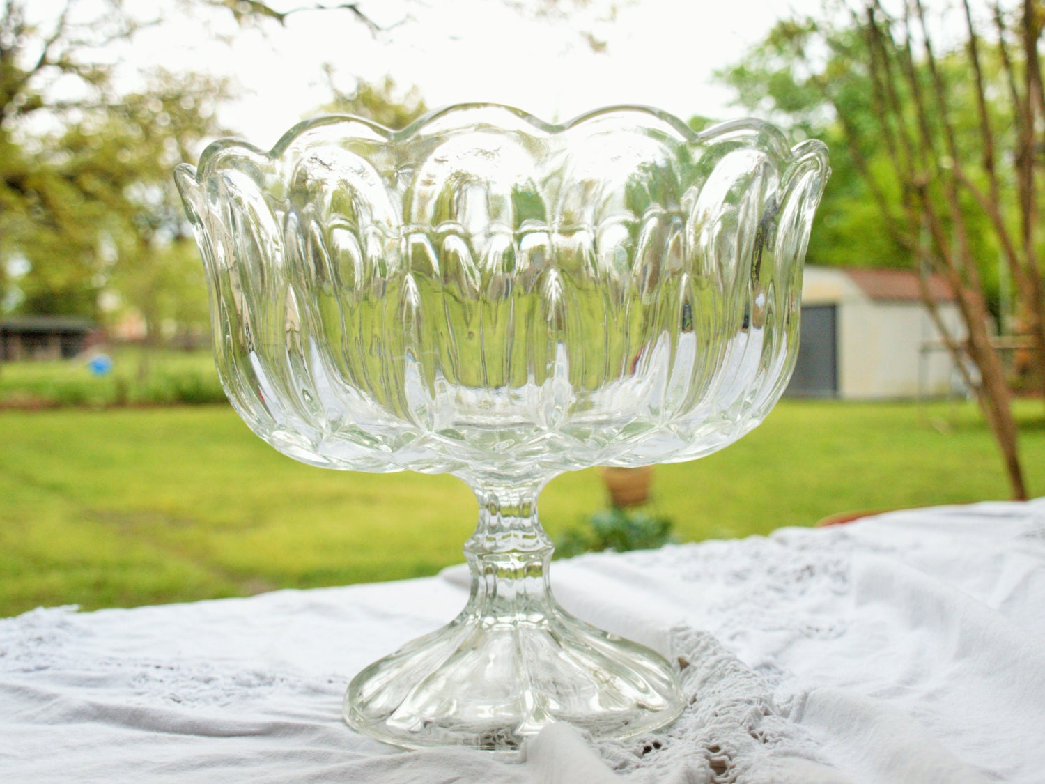 Antique Compote Glass Compote Vintage Compote by bettysantiques