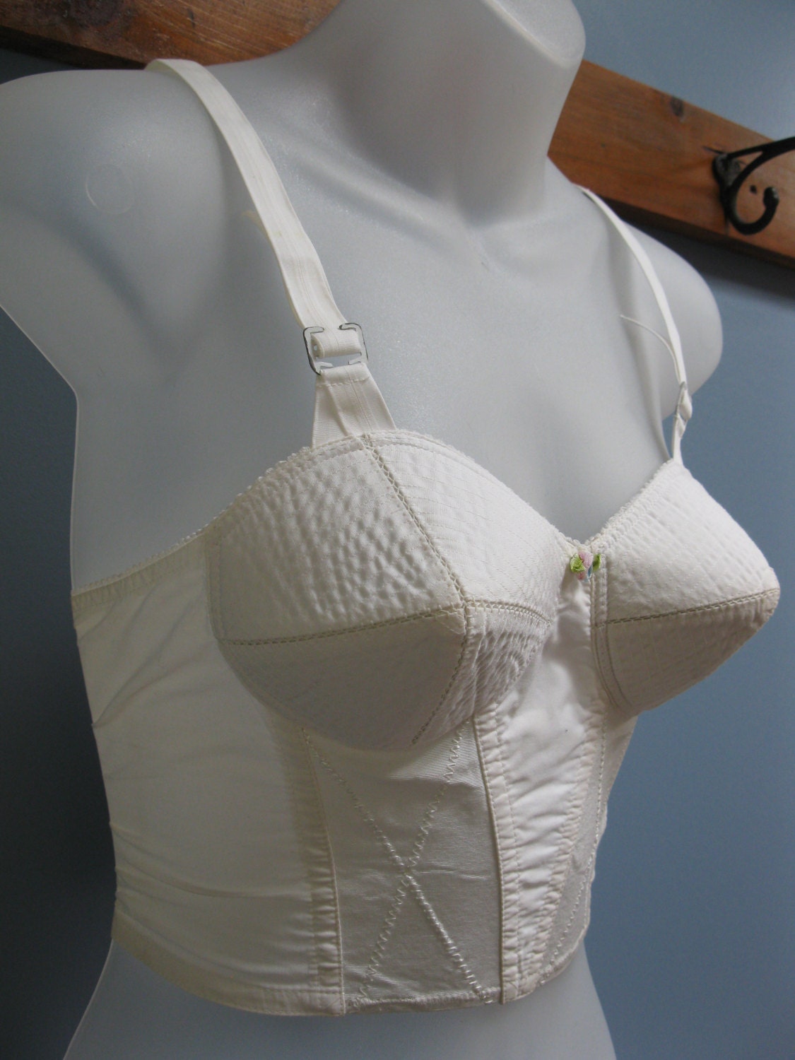 Vintage 1950's White Bullet Bra Longline Bombshell Cotton