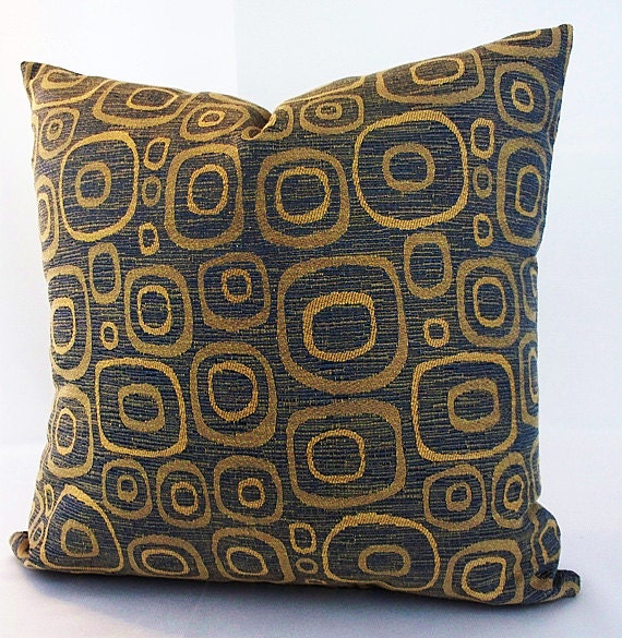 Blue and gold pillow cover Blue and gold cushion covers Blue