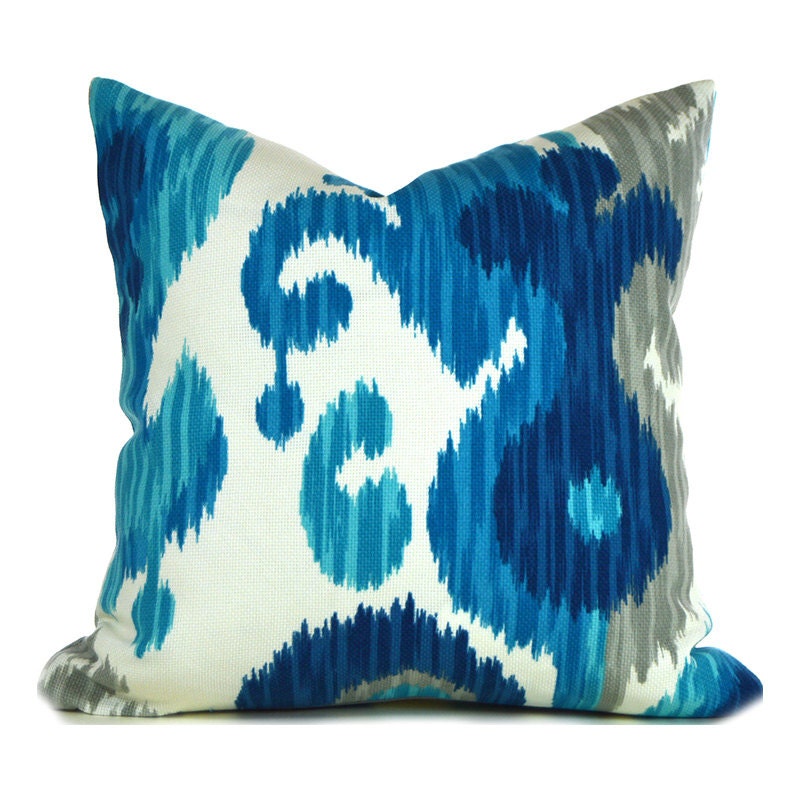 Indoor Outdoor Pillow Covers ANY SIZE Decorative Pillow Ikat