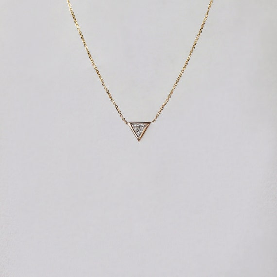 Triangle cut delicate diamond necklace by CESTSLA on Etsy