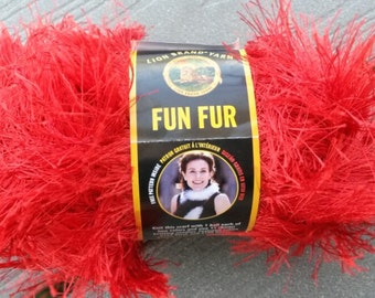 Red Fun Fur, Bright Red Fun Fur, Fun Fur, Knitting