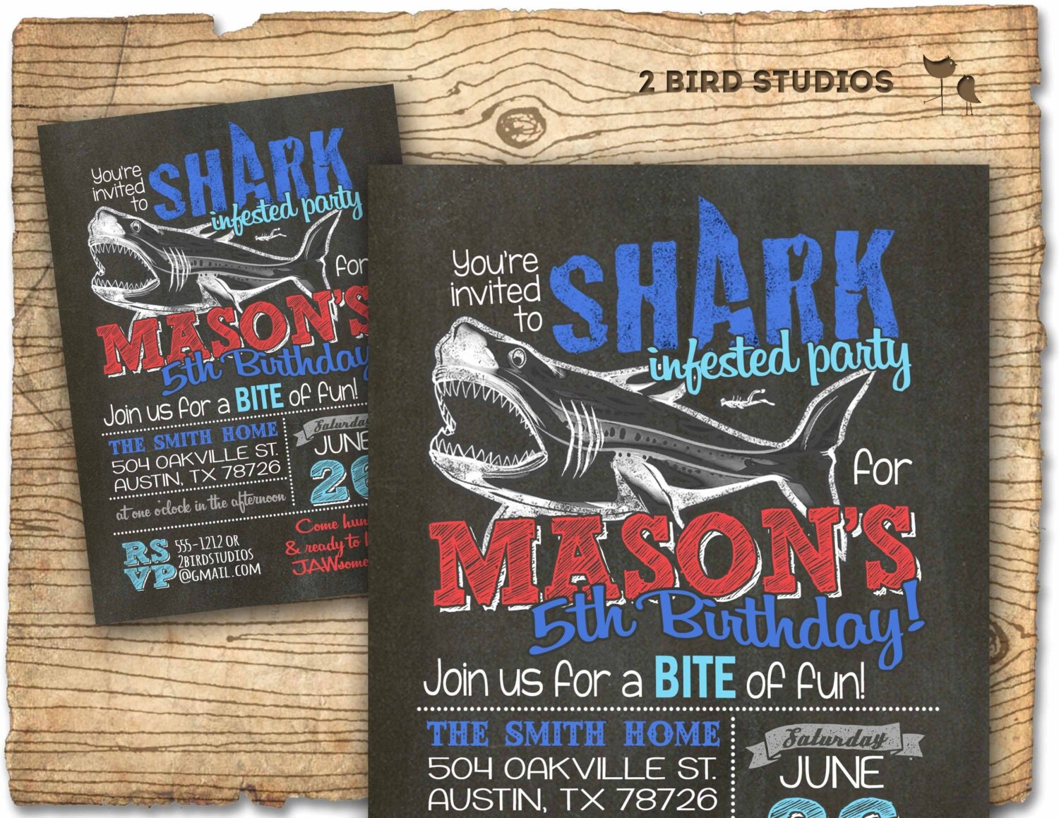 Shark party invitation Shark birthday party invitation