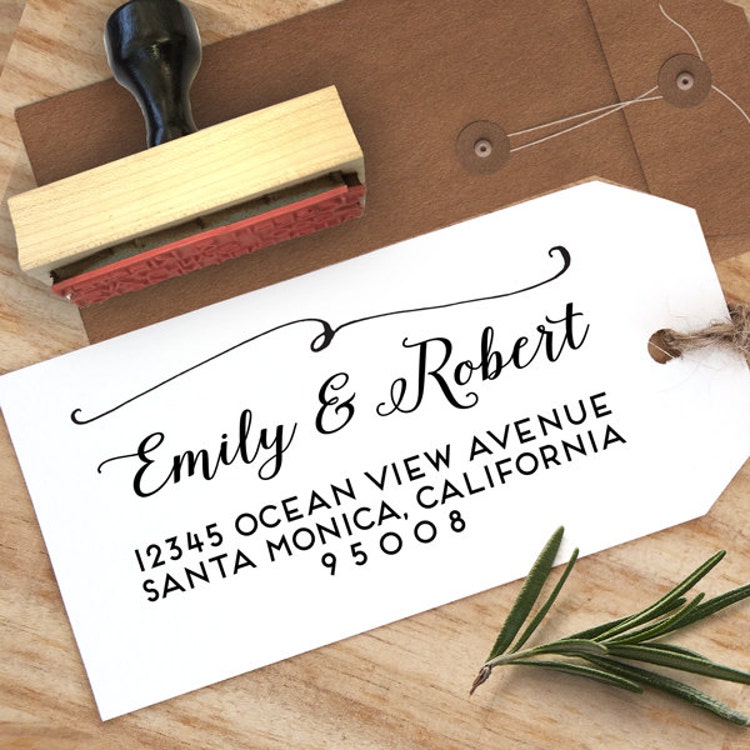 Handwriting Address Stamp with a swirl for weddings by Designkandy