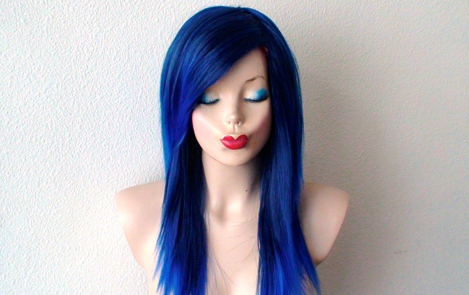 Long Blue Lace Front Wig - wide 3