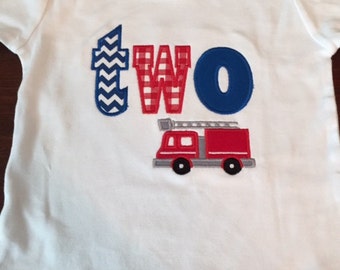 Firetruck Birthday Shirt- Fireman Birthday- Boy Birthday Shirt
