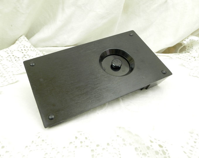 Vintage Mid Century 1960 Perpetual Calendar Note Pad Holder and Pen Holder, Retro Office Black Desk Tidy, 60s Brocante Decor from France