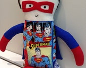 Superhero doll - Superman fabric doll - action figure doll - plush toy for boys - superhero party gift - geeky doll