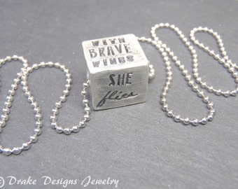 with brave wings she flies necklace inspirational graduation gift