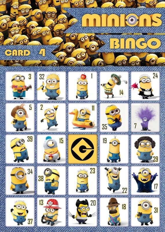 MINIONS Printable Birthday Party Bingo Game ADDITIONAL by EDParty
