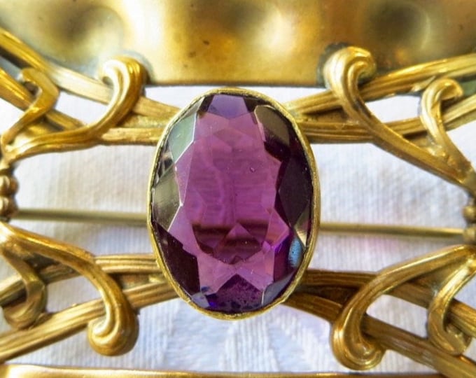 Art Nouveau Sash Pin Amethyst Antique Sash Brooch Art Nouveau Jewelry