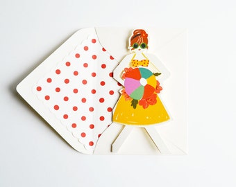 Beach Girl Paper Doll Card