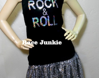 Rock and Roll Sparkly Skirt and Tank Set Half Marathon / Running / Race / Costume / Vegas/ Cosplay / Elvis