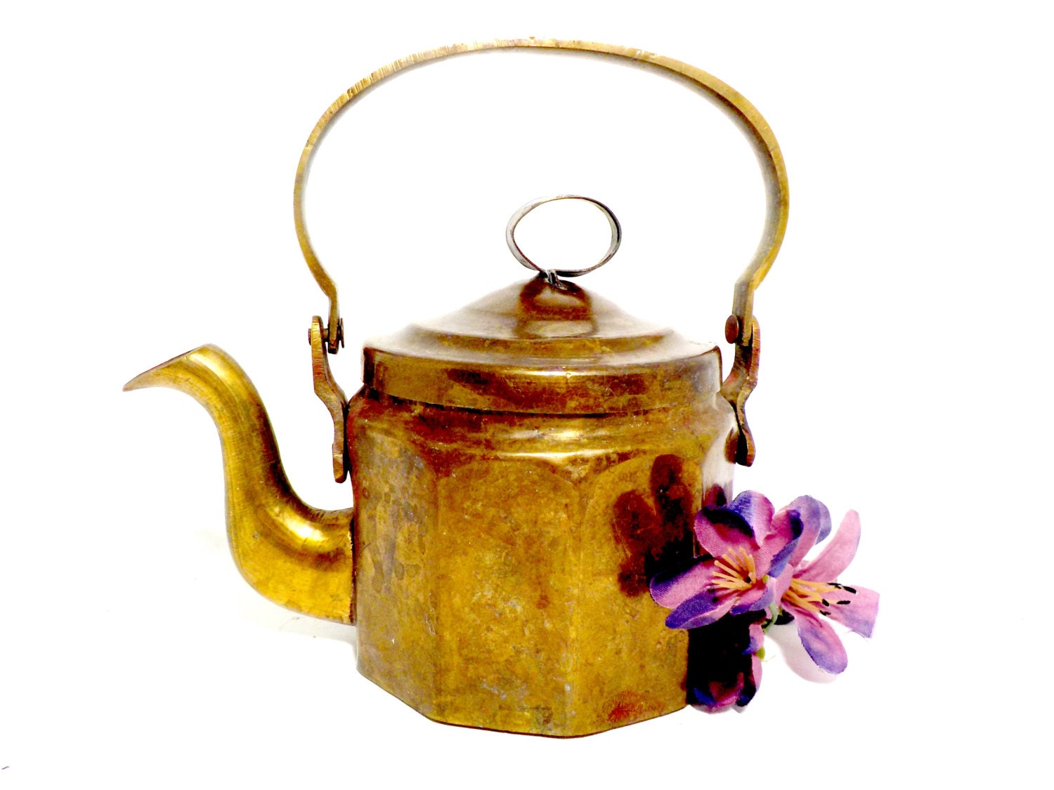 Brass Teapot Heavy Brass Teapot Decorative by TheVintagePorch