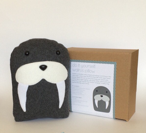 DIY Kit Walrus Arctic Pillow Plush Fleece Fabric Animal